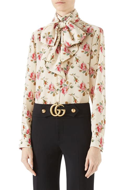 gucci rose print silk shirt|Gucci t shirt men's cheap.